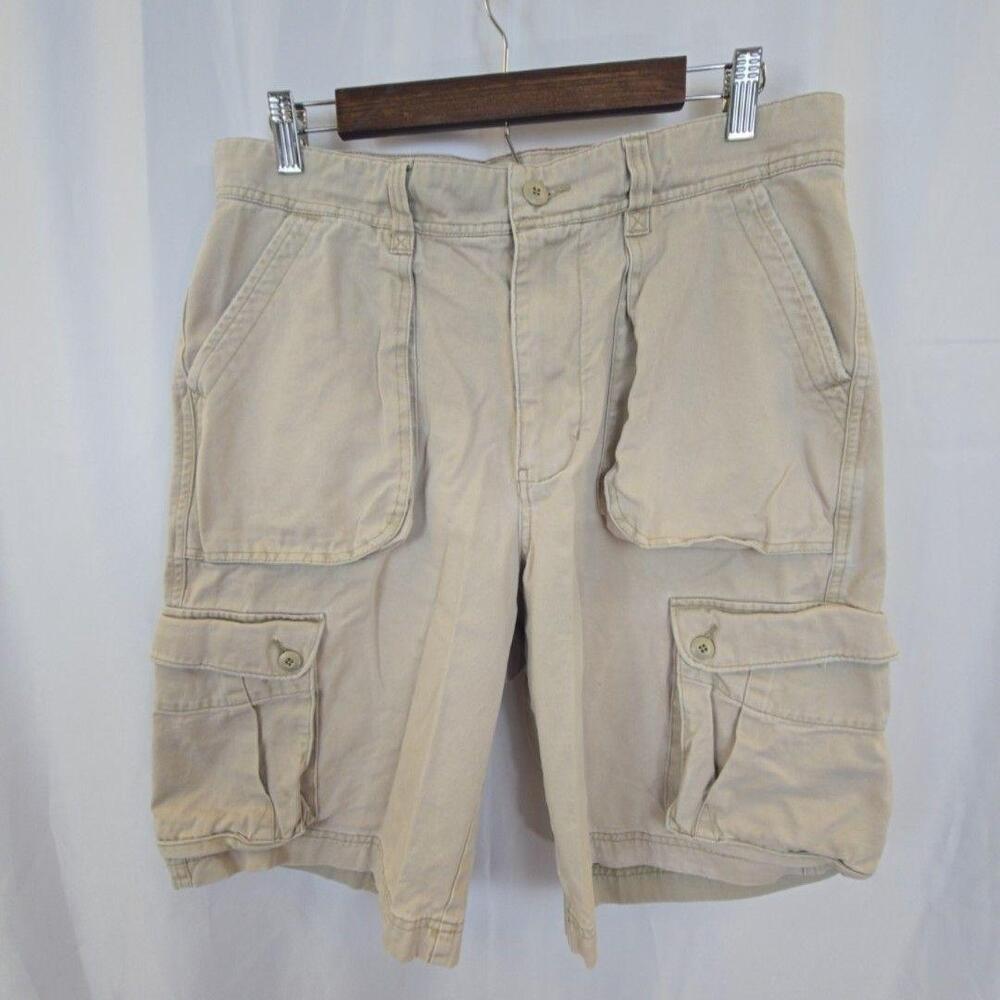 Red Camel Shorts Mens 34 Beige Cargo Canvas Relaxed Fit Utility Pockets Summer